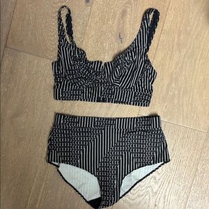 Else Black and White Striped Bikini Roxy